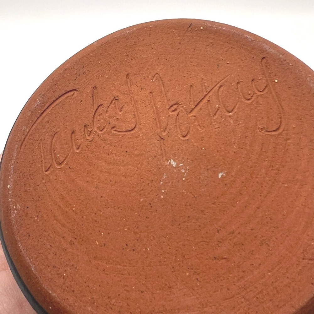 Tenby Pottery Small Bowl Trinket Black White Swirl Pattern MCM‎ Signed Vintage - Picture 5 of 7